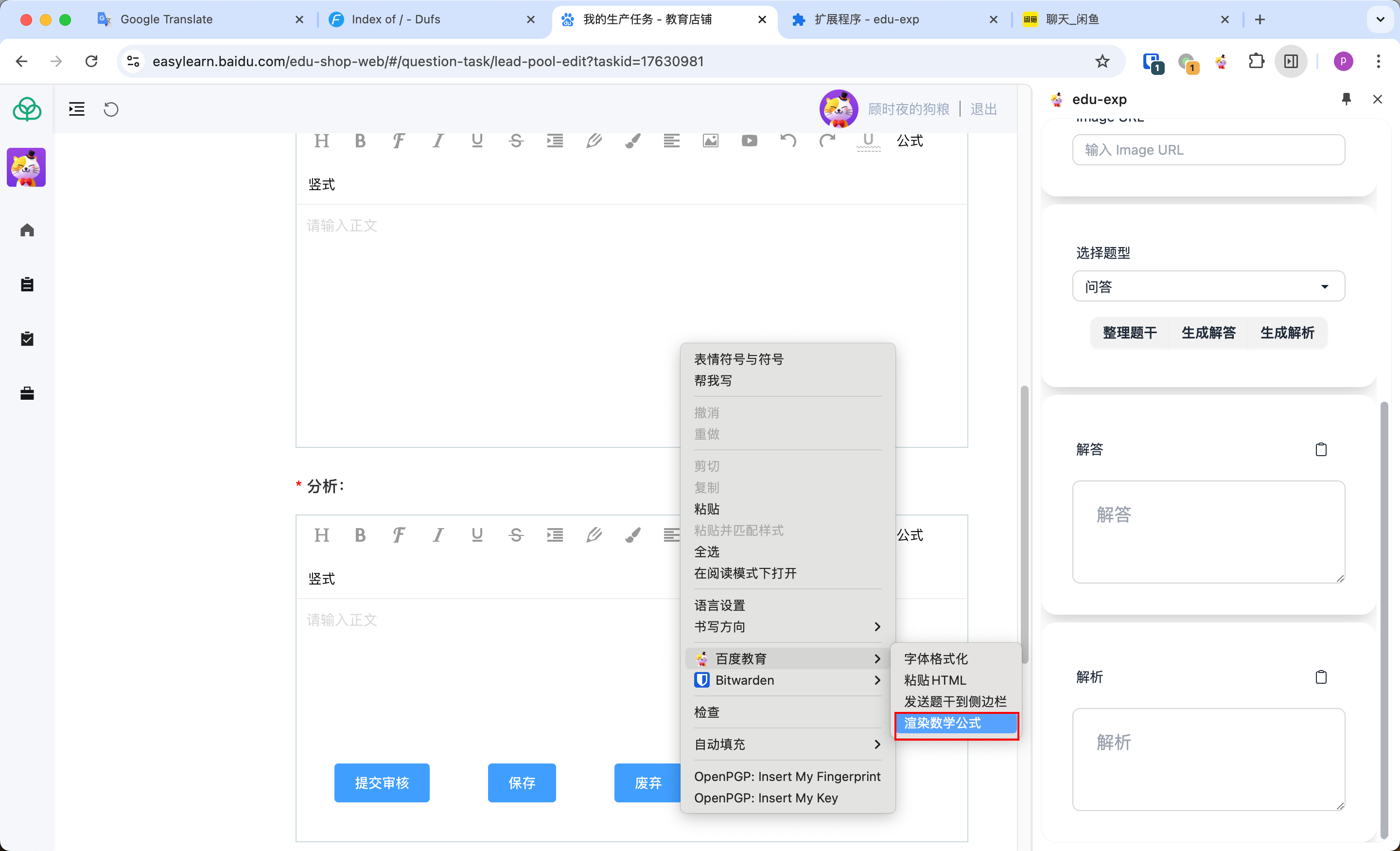 数学公式渲染选项